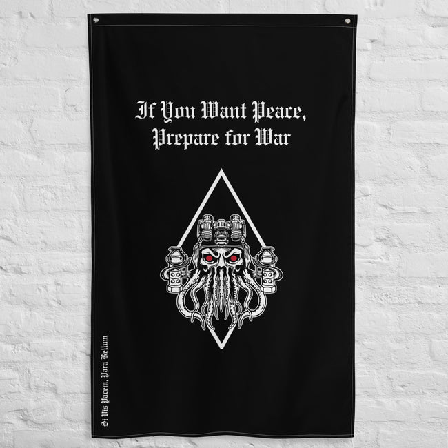 MAN OF PEACE black flag with Zero One Tactical Squid emblem - Zero One Outpost