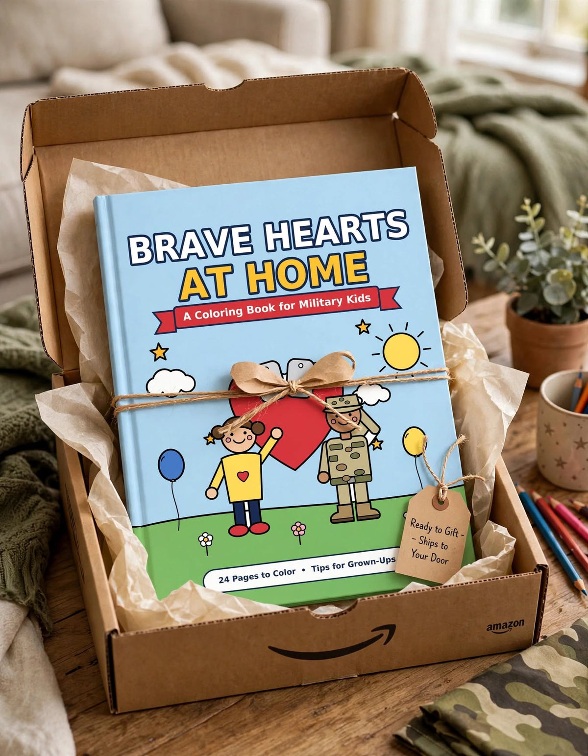 Brave Hearts at Home: Military Kids Coloring Book (Soft Cover)