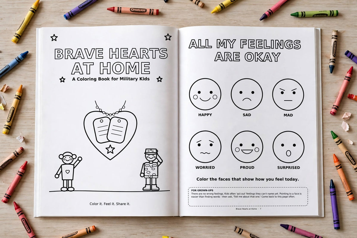 Brave Hearts at Home: Military Kids Coloring Book (Soft Cover)