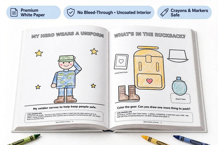 Brave Hearts at Home: Military Kids Coloring Book (Soft Cover)