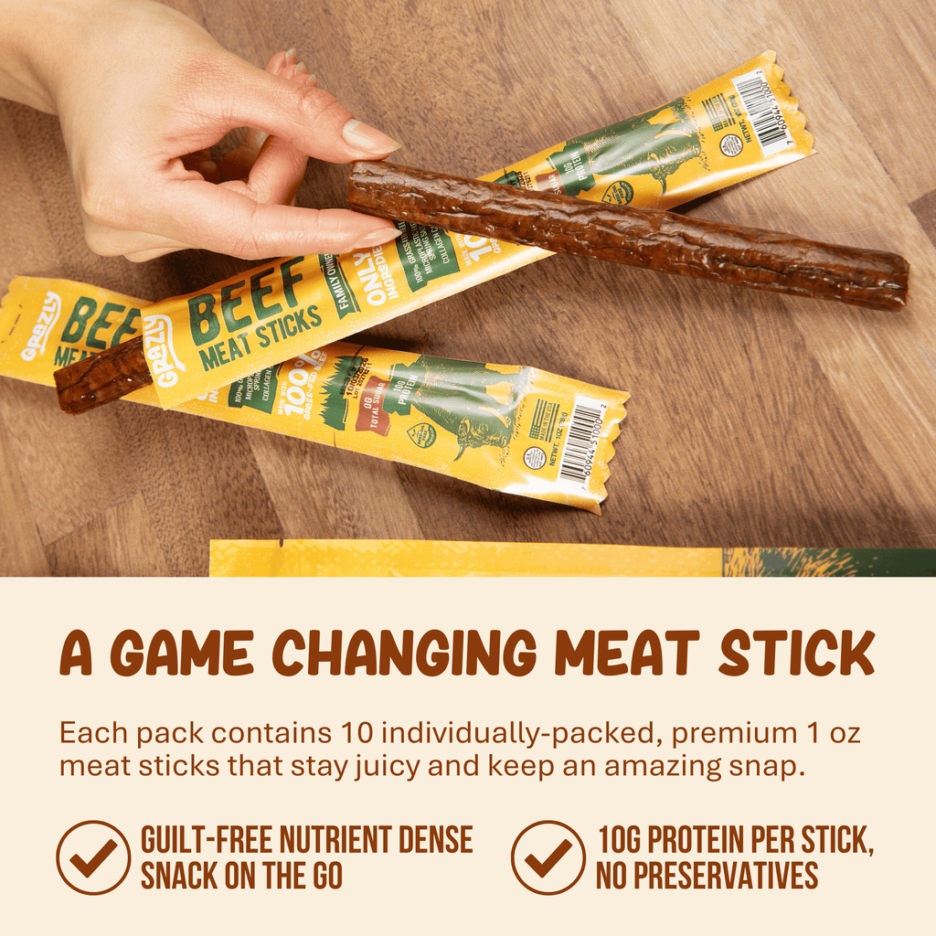 Plain Beef Meat Sticks - 100% Grass - Fed & Finished - Zero One Outpost