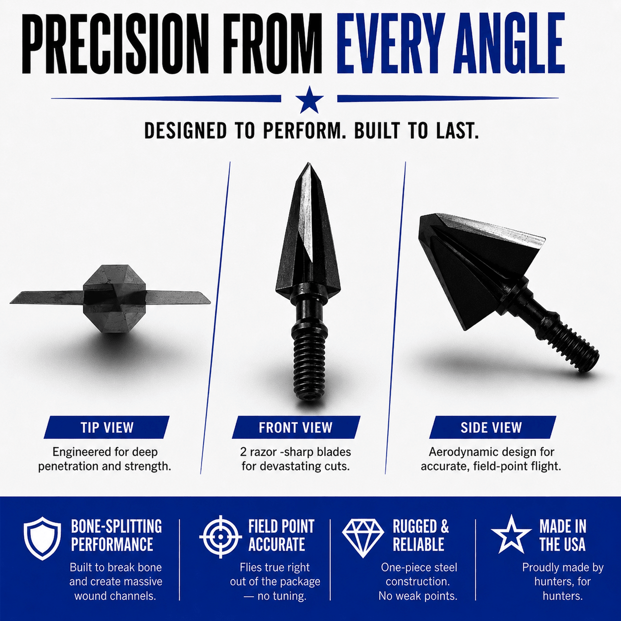 TOTA | 100 grain broadhead | 1 - inch single bevel | fixed blade - Zero One Outpost