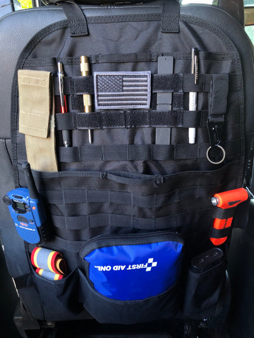 (PAIR) Car Seat Back Gear Organizer with FREE US Flag Patch included - Zero One Outpost
