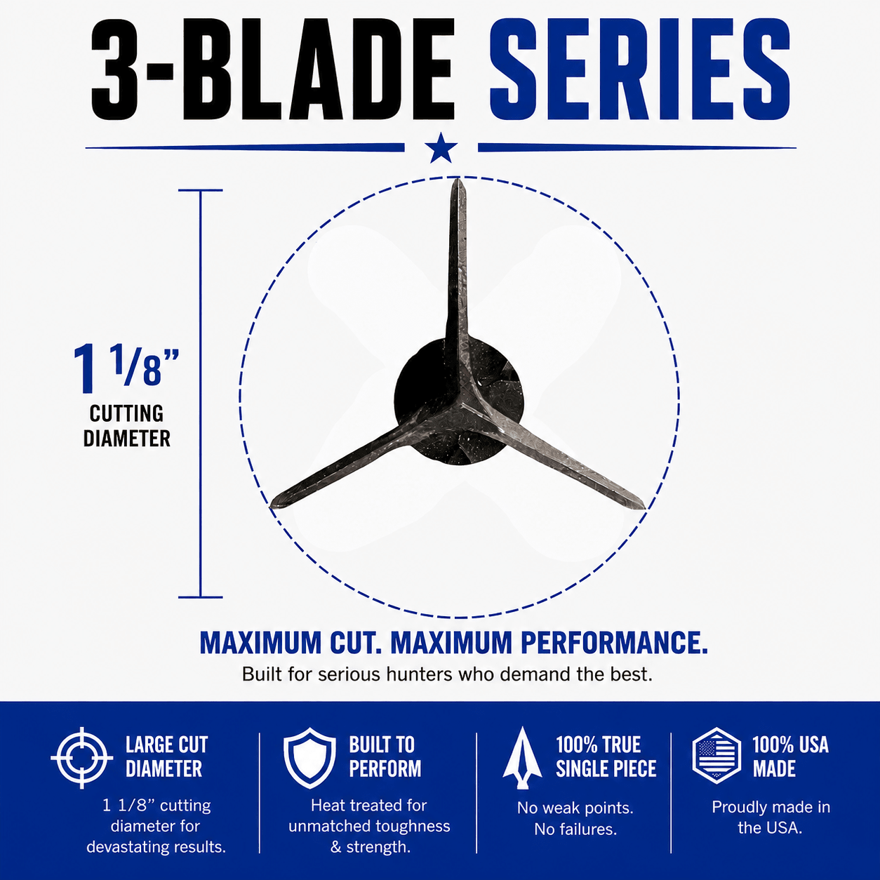 TOTA | 100 grain broadhead | 1 - 1/8 inch | fixed 3 - blade - Zero One Outpost