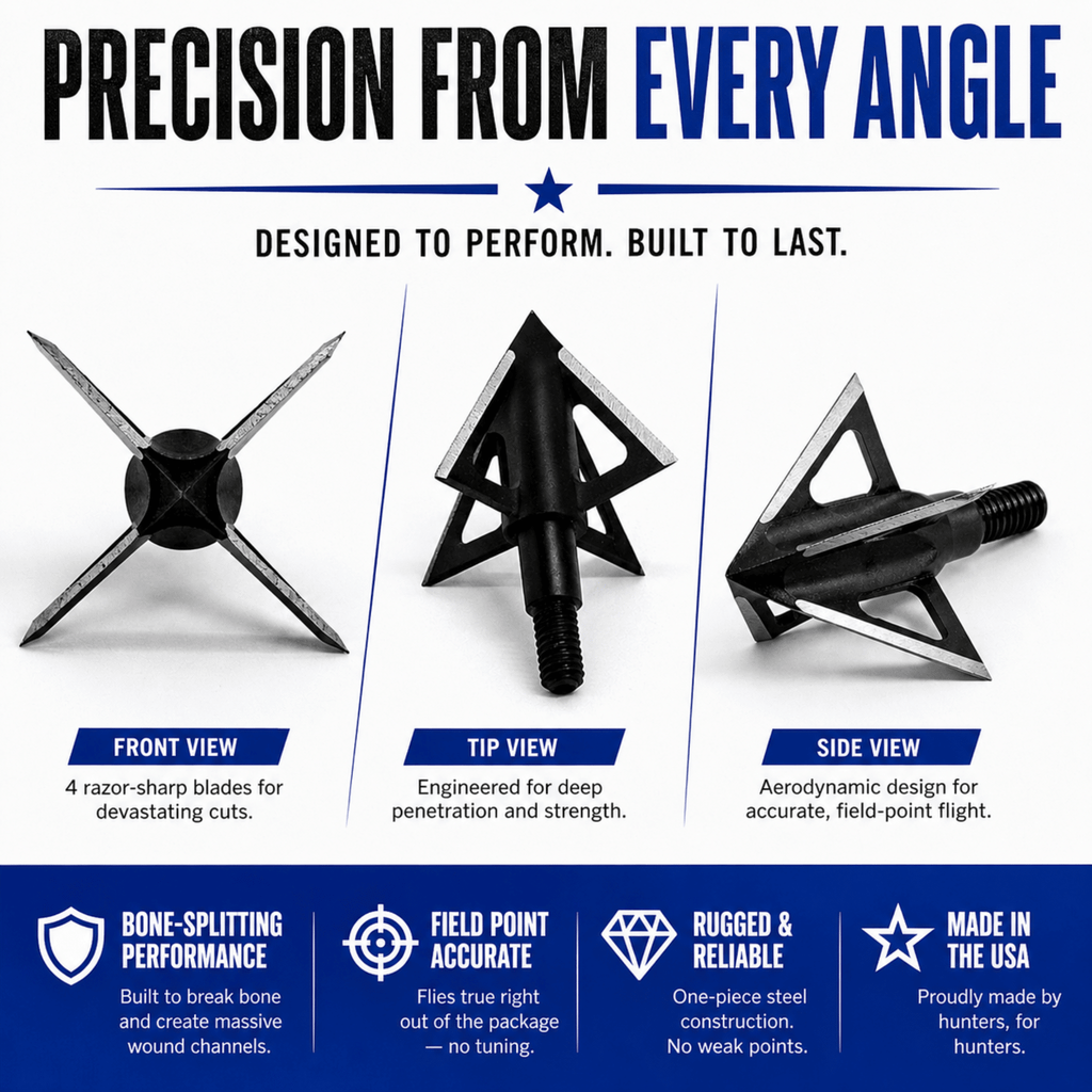 TOTA | 125 grain XL broadhead | 1 - 3/16 - inch vented | fixed blade - Zero One Outpost