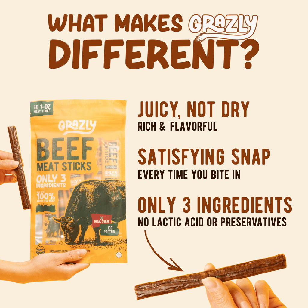 Plain Beef Meat Sticks - 100% Grass - Fed & Finished - Zero One Outpost