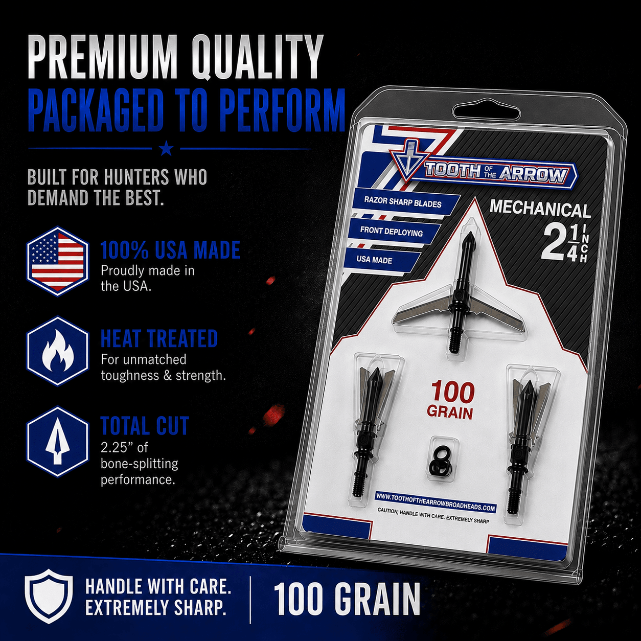 TOTA | 2 - Blade Expandable Broadhead | 2.25” Cut | 100 Grain - Zero One Outpost