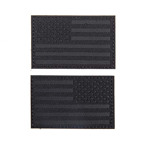 (PAIR of TWO) Reflective 3D US Flag Patch with Hook and Loop - Zero One Outpost