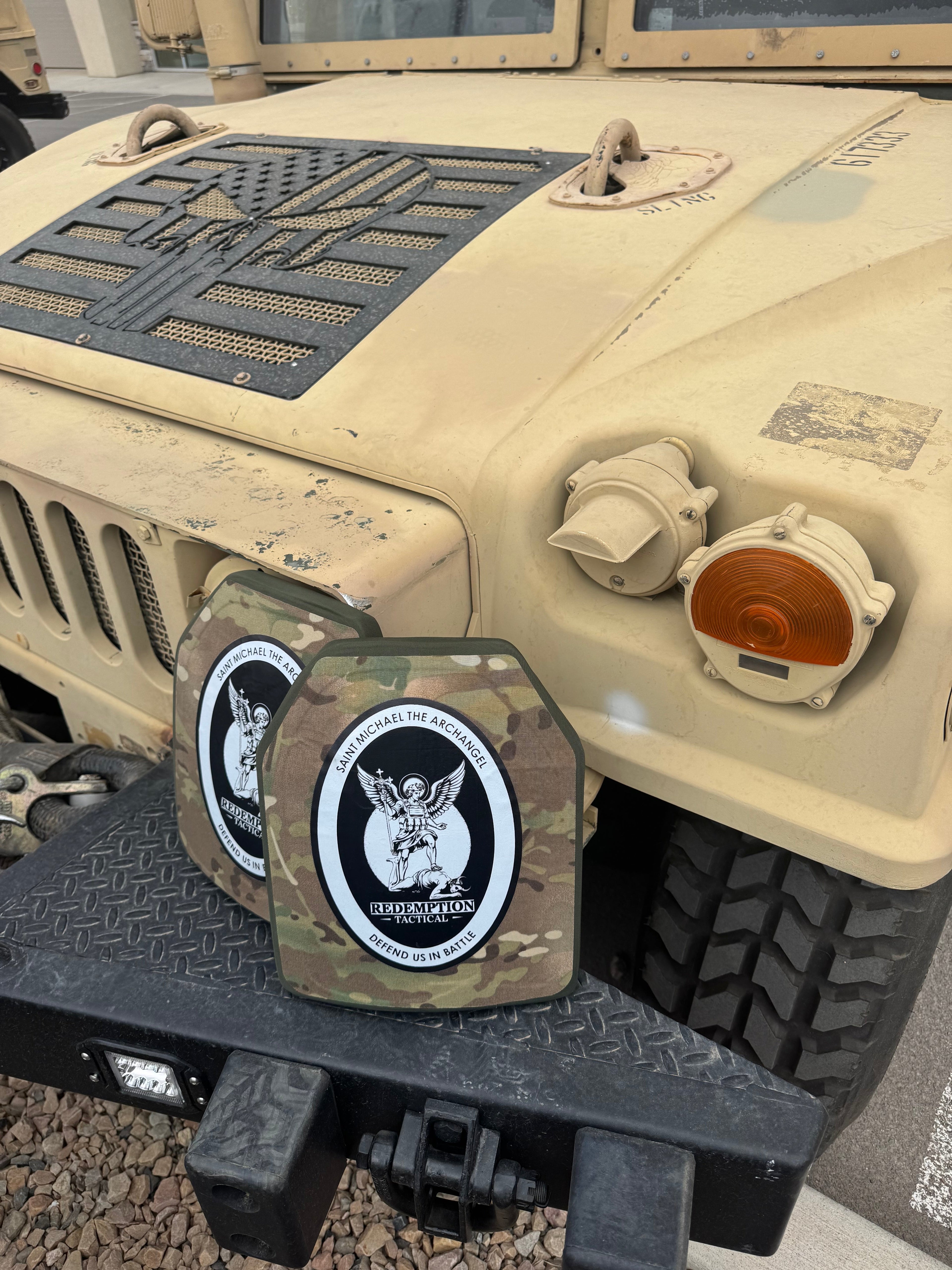 St Michael Archangel Plates Pair of 10x12 Level IV Ceramic PE Plates Ballistic FRONT AND BACK (SIZE SMALL to LARGE) Curved with Shooters Cut - Zero One Outpost