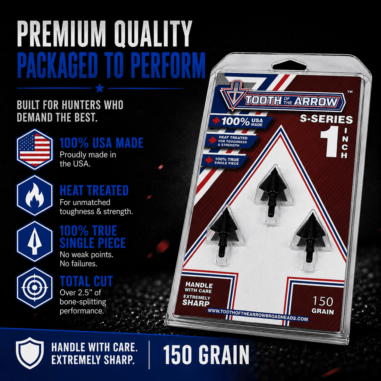 TOTA | 150 grain broadhead | 1 - inch solid | fixed blade - Zero One Outpost