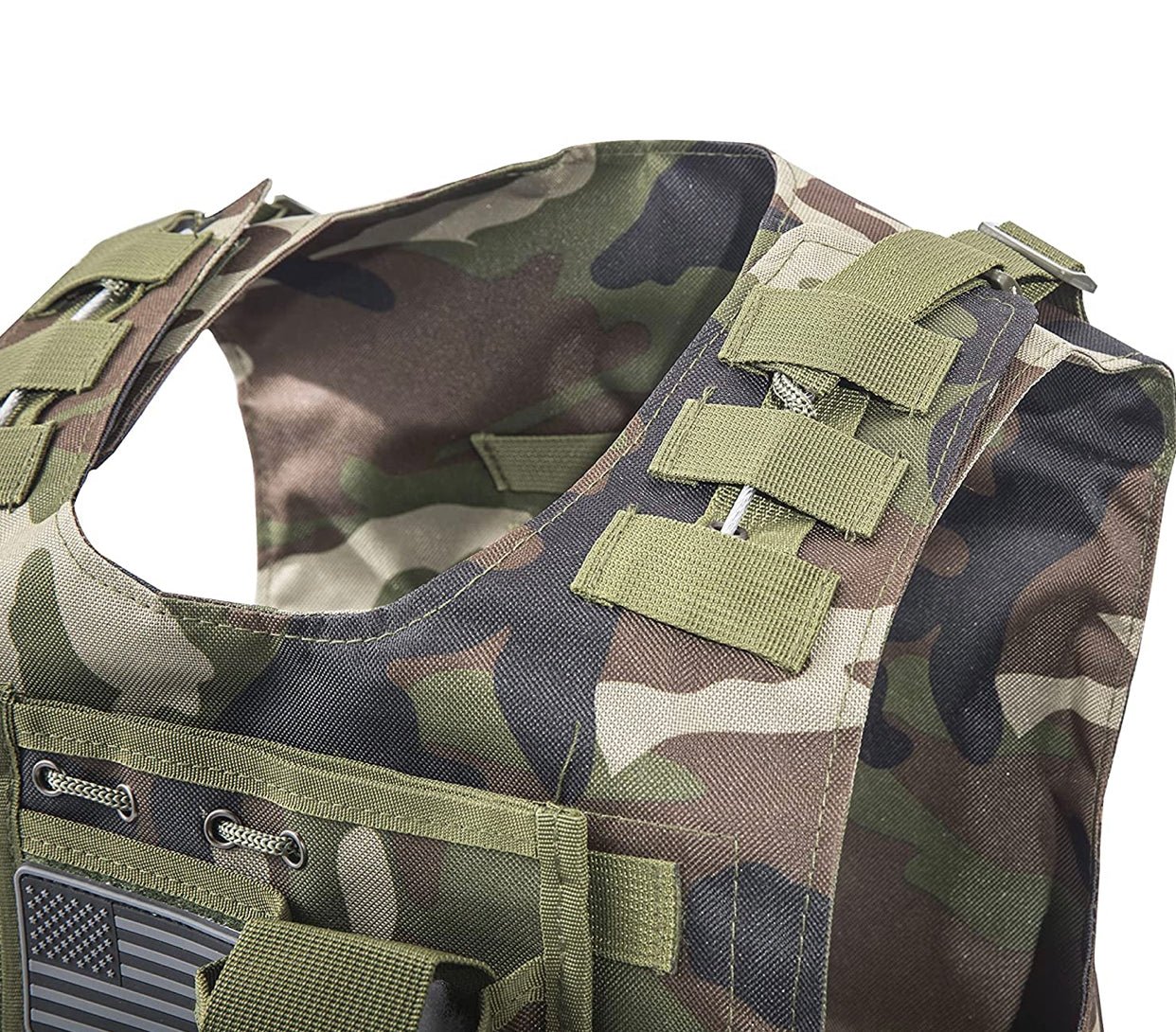 Kids Airsoft Tactical Plate Carrier Vest with Free US Flag Patch, Mil Spec 1000D Nylon PALS Molle Modular w/ 4 Mag Pouches, Side Pouch, Chest Mag Pouch - Zero One Outpost