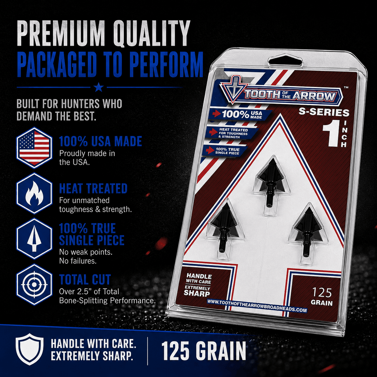 TOTA | 125 grain broadhead | 1 - inch solid | fixed blade - Zero One Outpost