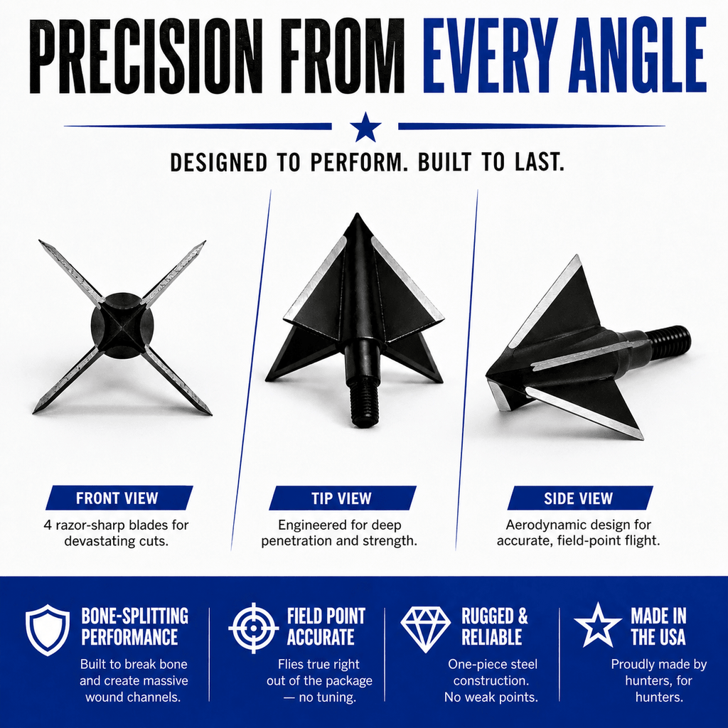 TOTA | 175 grain XL broadhead | 1 - 3/16 - inch solid | fixed blade - Zero One Outpost