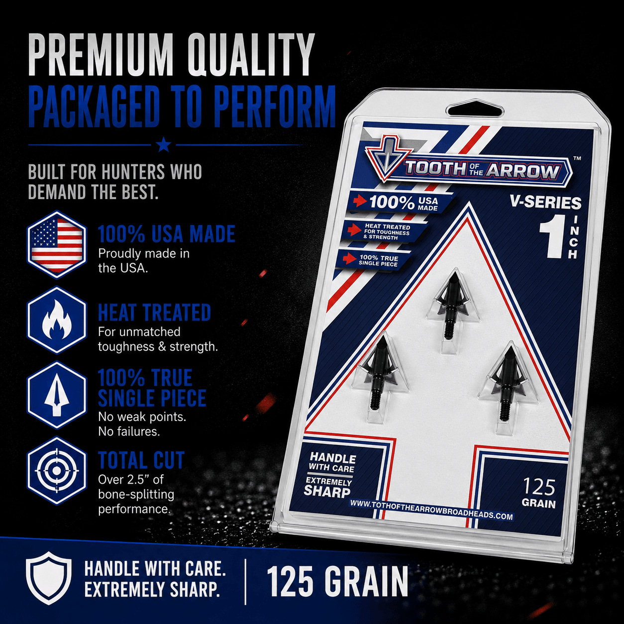 TOTA | 125 grain broadhead | 1 - inch vented | fixed blade - Zero One Outpost