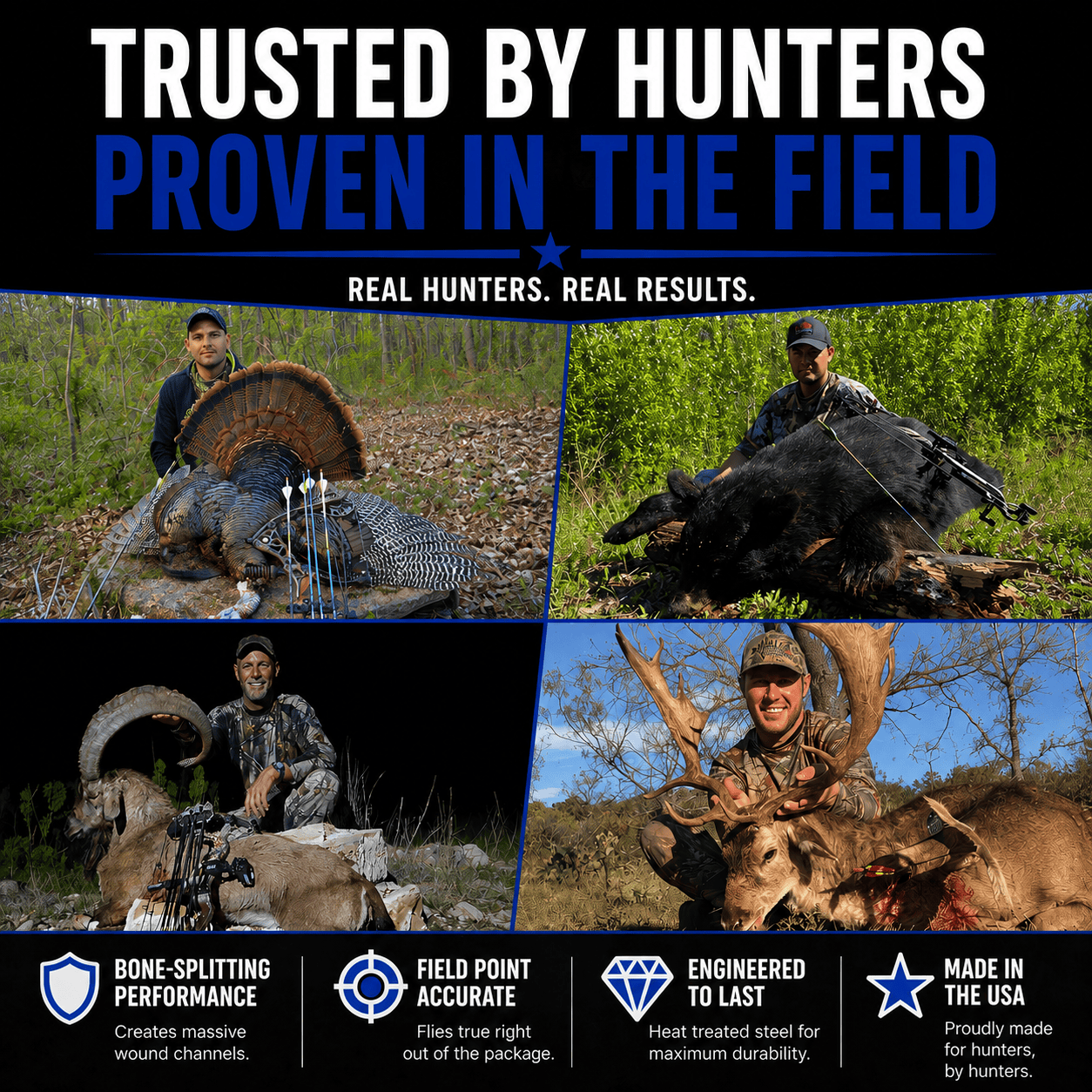TOTA | 100 Grain Broadhead |Small Game and Turkey | Fixed Blade - Zero One Outpost