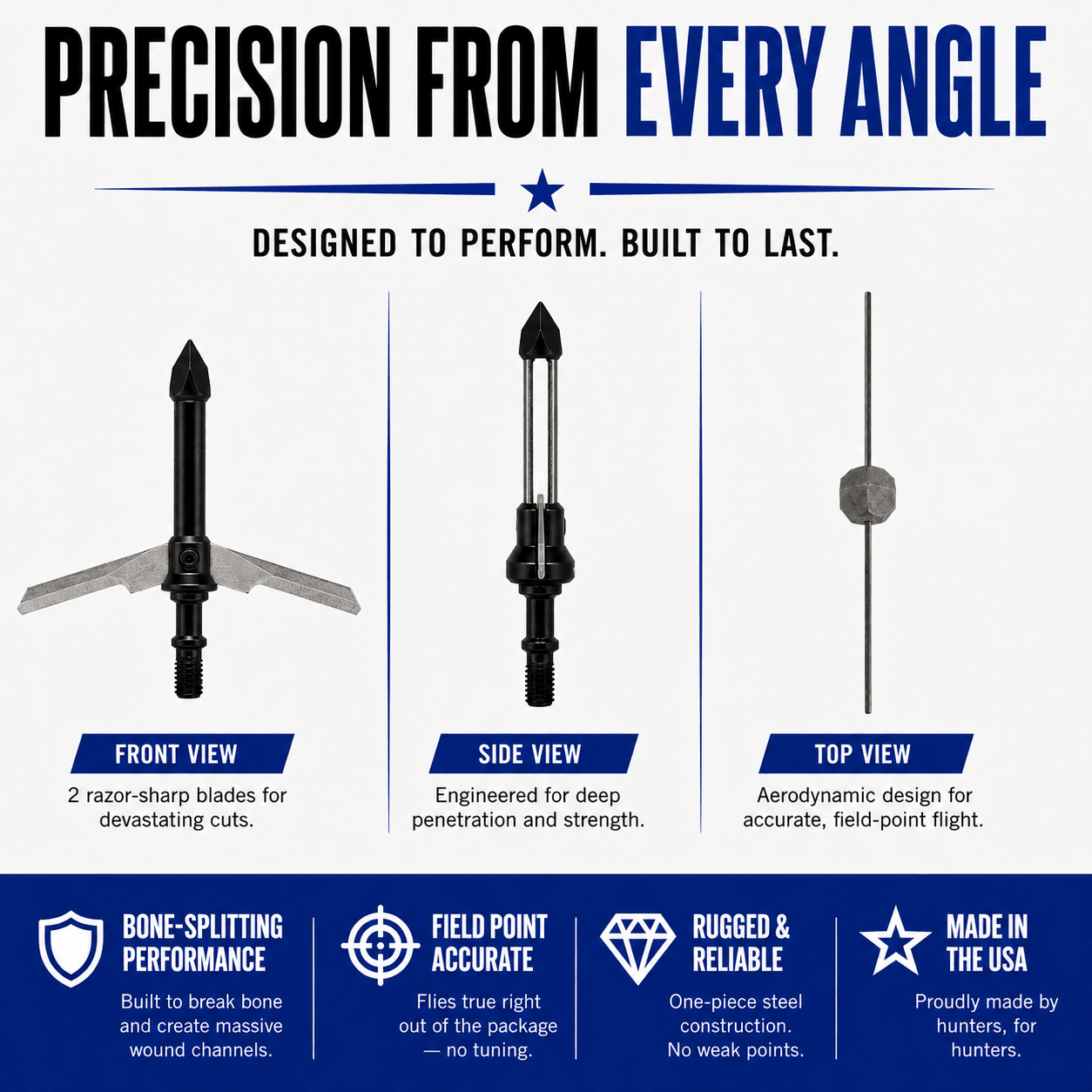 TOTA | 2 - Blade Expandable Broadhead | 2.25” Cut | 125 Grain - Zero One Outpost