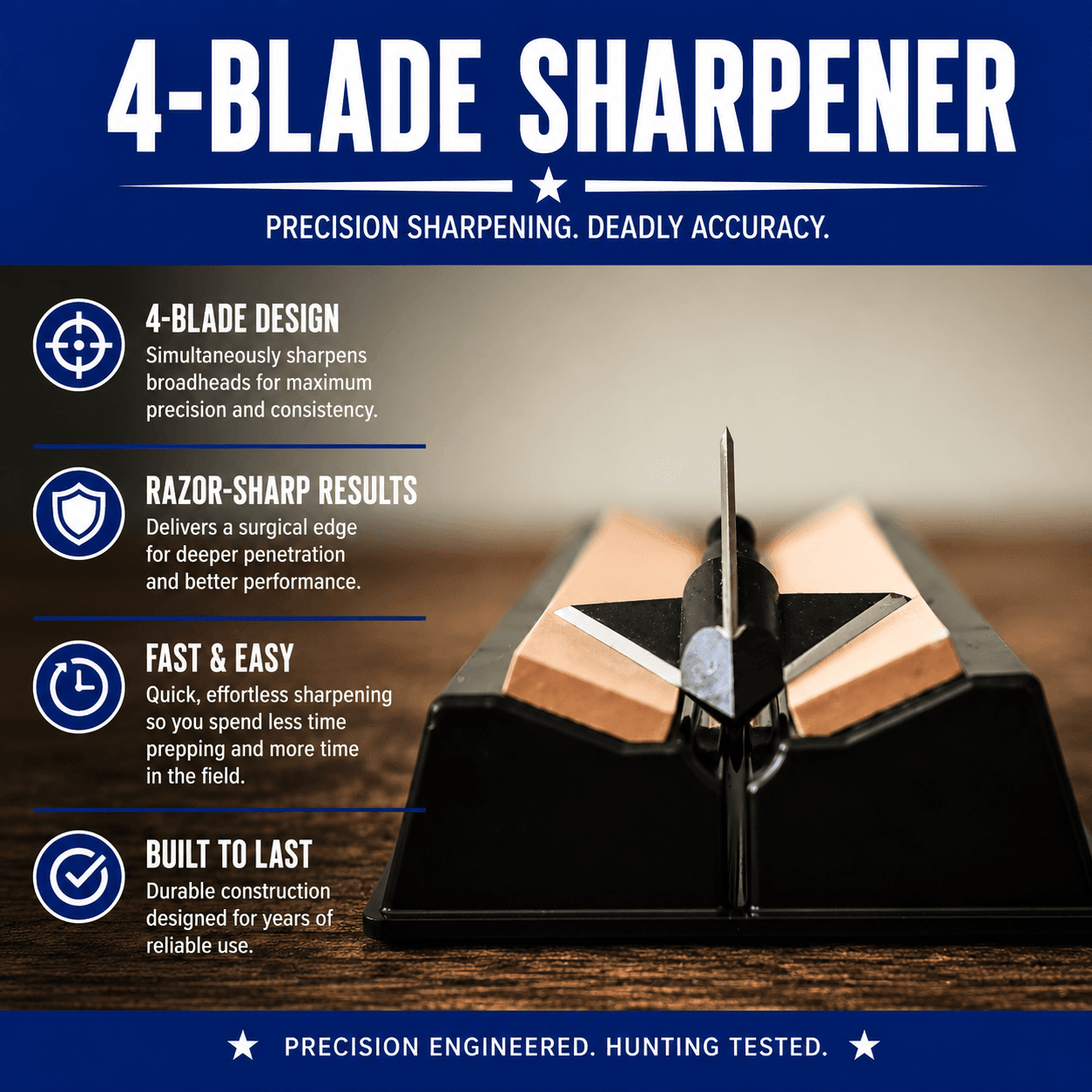 Tooth of the Arrow | Medium Grit 4 - Blade Broadhead Sharpener - Zero One Outpost