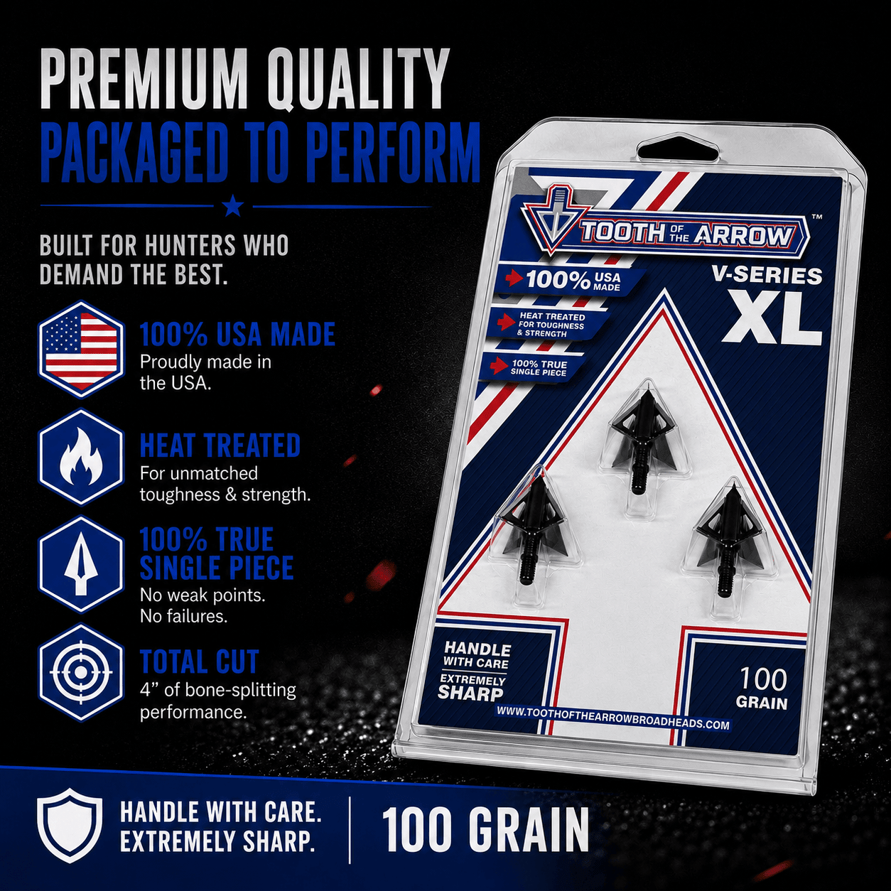 TOTA | 100 grain XL broadhead | 1 - 3/16 - inch vented | fixed blade - Zero One Outpost