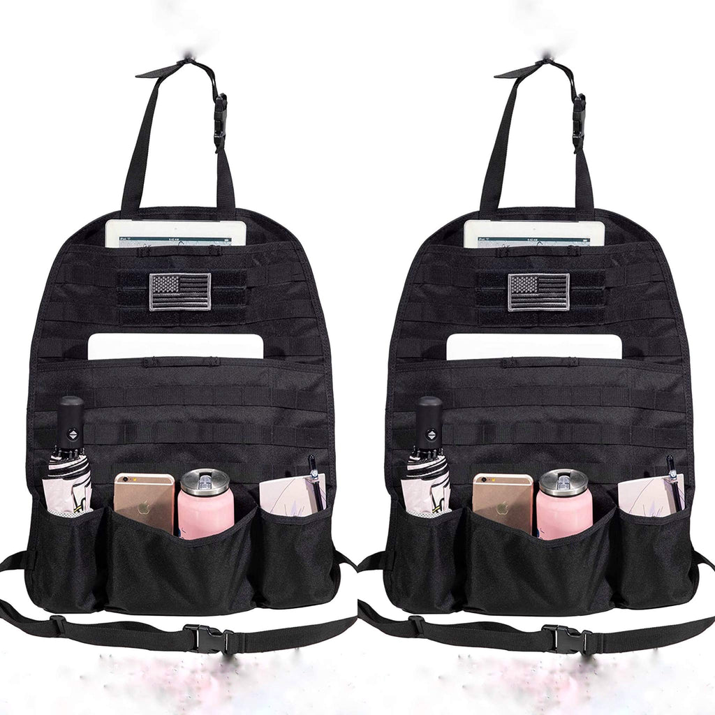 (PAIR) Car Seat Back Gear Organizer with FREE US Flag Patch included - Zero One Outpost