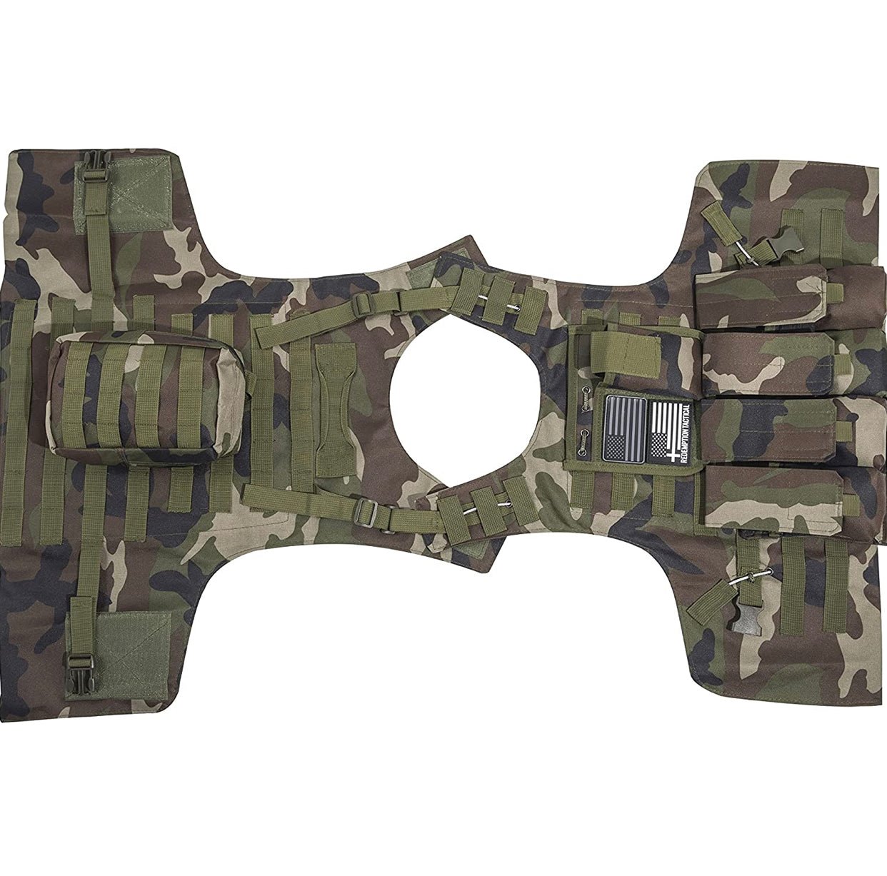 Kids Airsoft Tactical Plate Carrier Vest with Free US Flag Patch, Mil Spec 1000D Nylon PALS Molle Modular w/ 4 Mag Pouches, Side Pouch, Chest Mag Pouch - Zero One Outpost