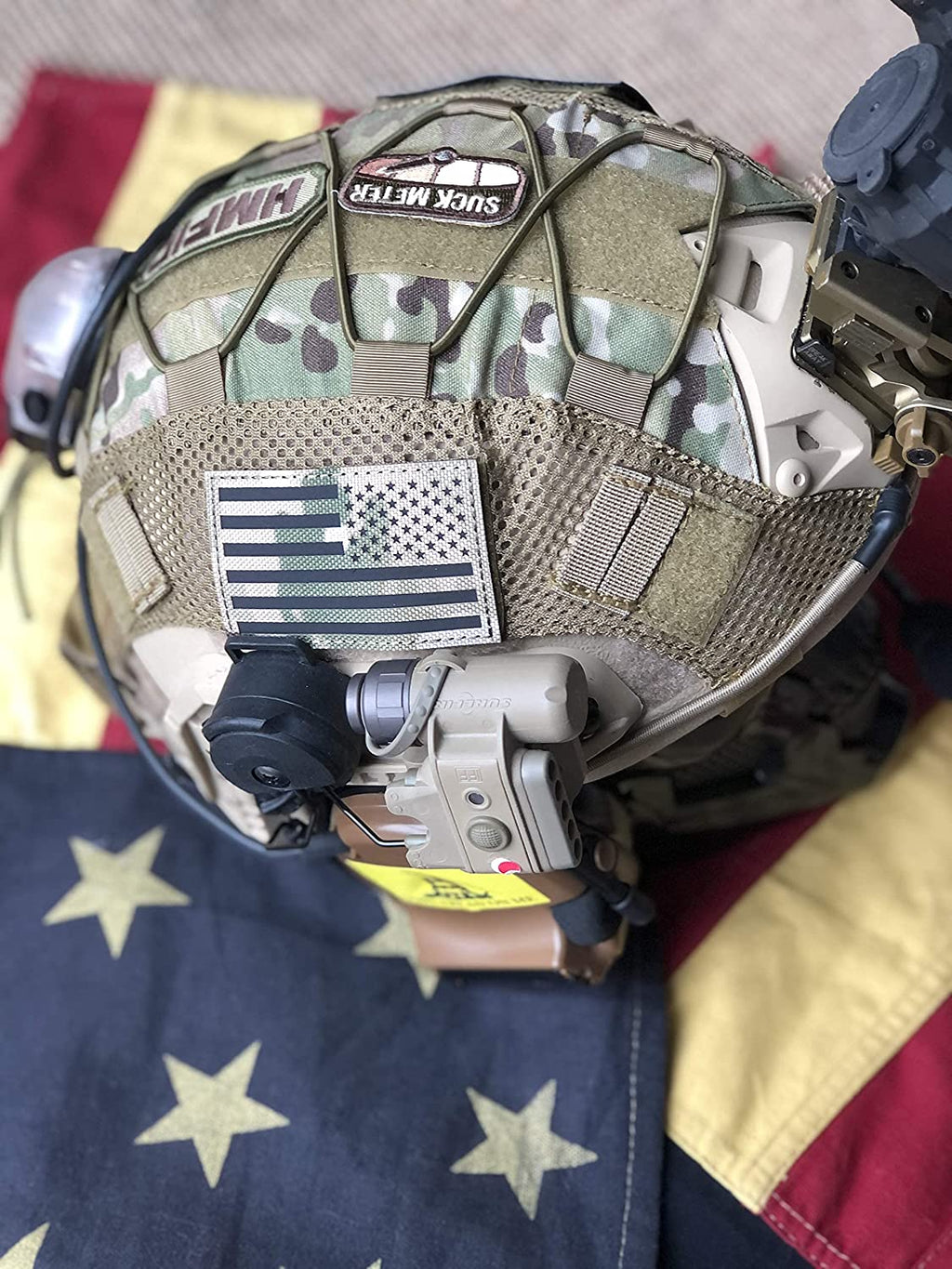 (PAIR of TWO) Reflective 3D US Flag Patch with Hook and Loop - Zero One Outpost
