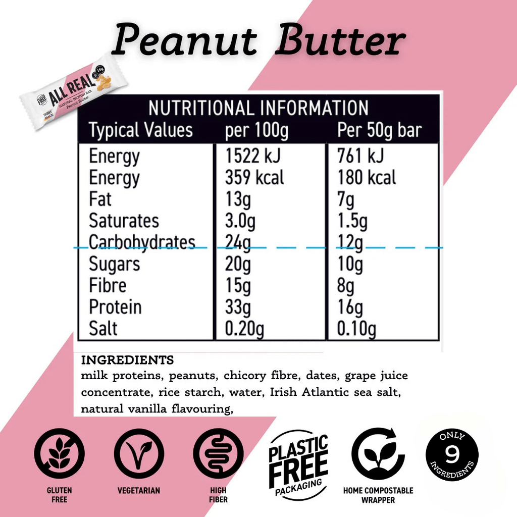 Peanut Butter Protein Bar 50g x 12 bars - Zero One Outpost