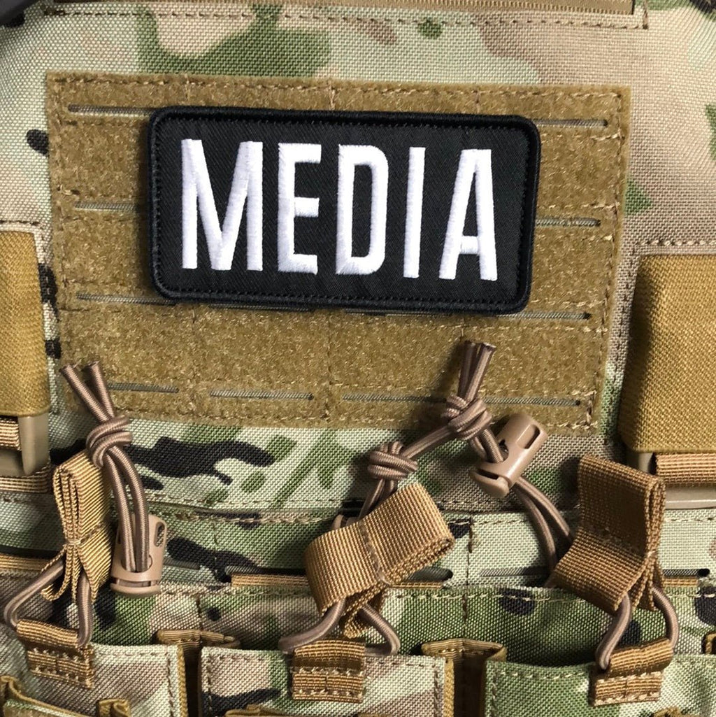 (Two) MEDIA Patches (4” x 10”) and (2”x4”) Hook and Loop - Zero One Outpost