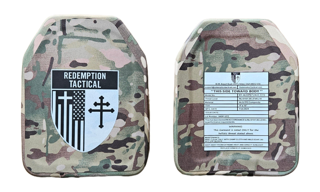 PAIR (2 Plates) FRONT AND BACK (SIZE SMALL) 8x10 Level IV Ballistic Front or Back Plate (Curved with Shooters Cut) - Zero One Outpost