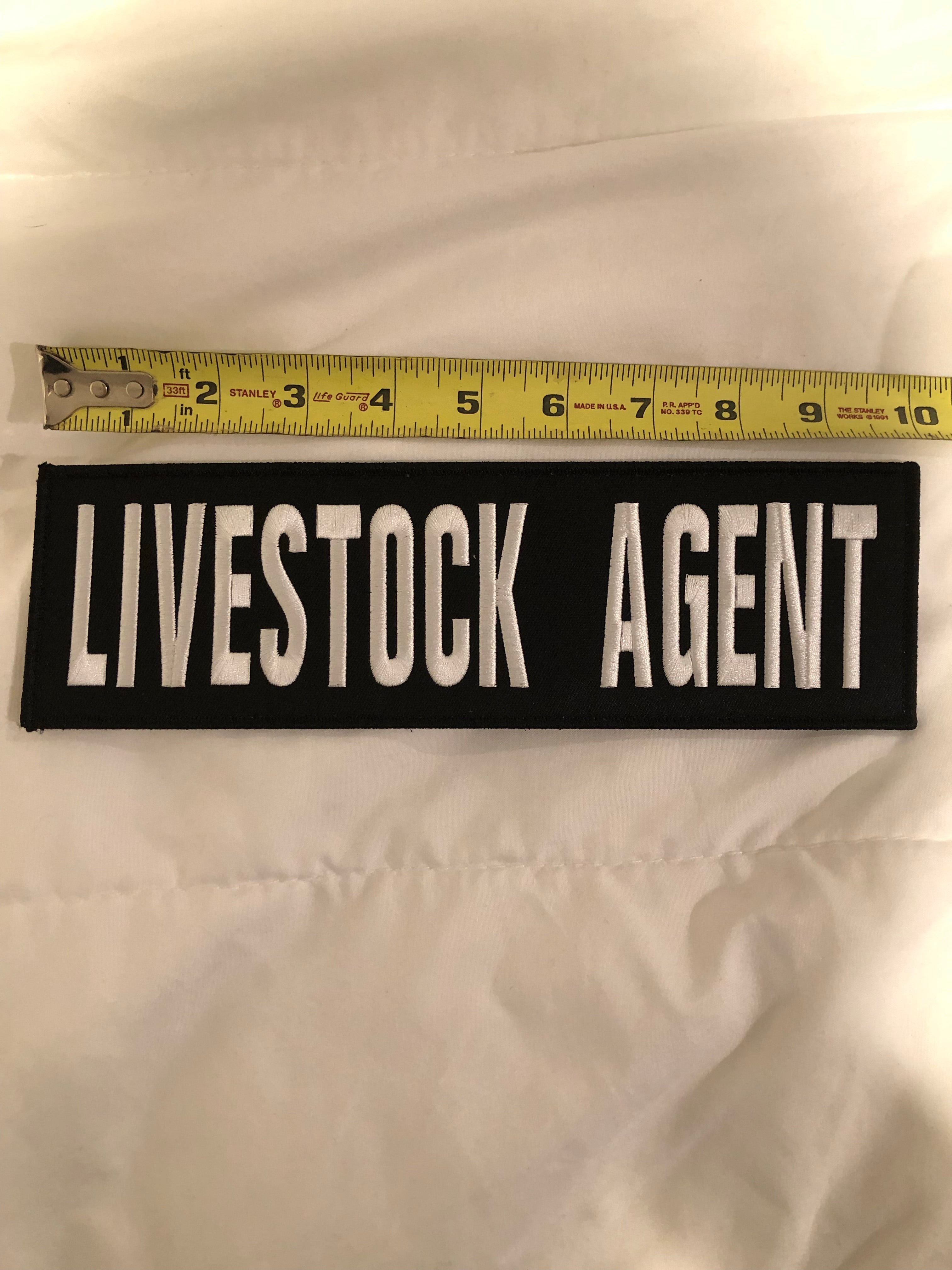 (Pair) LIVESTOCK AGENT Patches (3” x 10”) Hook and Loop - Zero One Outpost