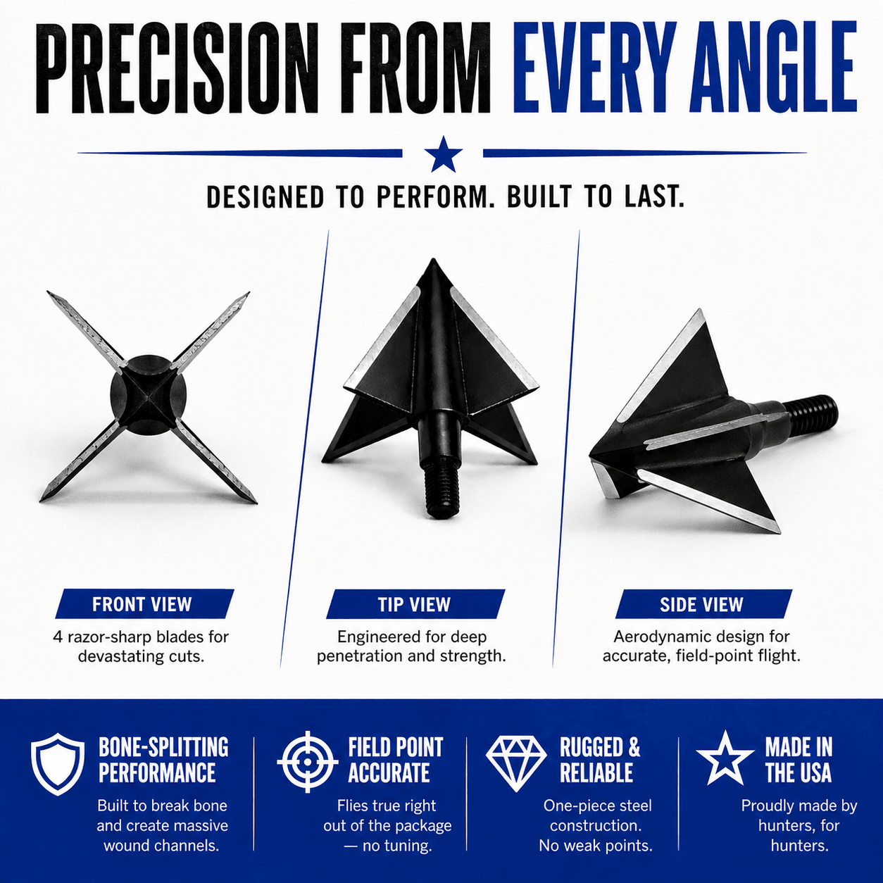 TOTA | 150 grain broadhead | 1 - inch solid | fixed blade - Zero One Outpost