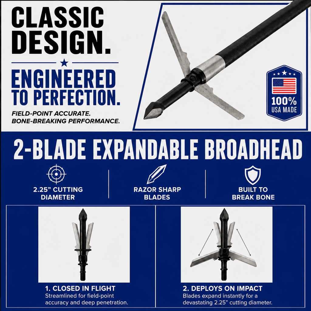 TOTA | 2 - Blade Expandable Broadhead | 2.25” Cut | 125 Grain - Zero One Outpost