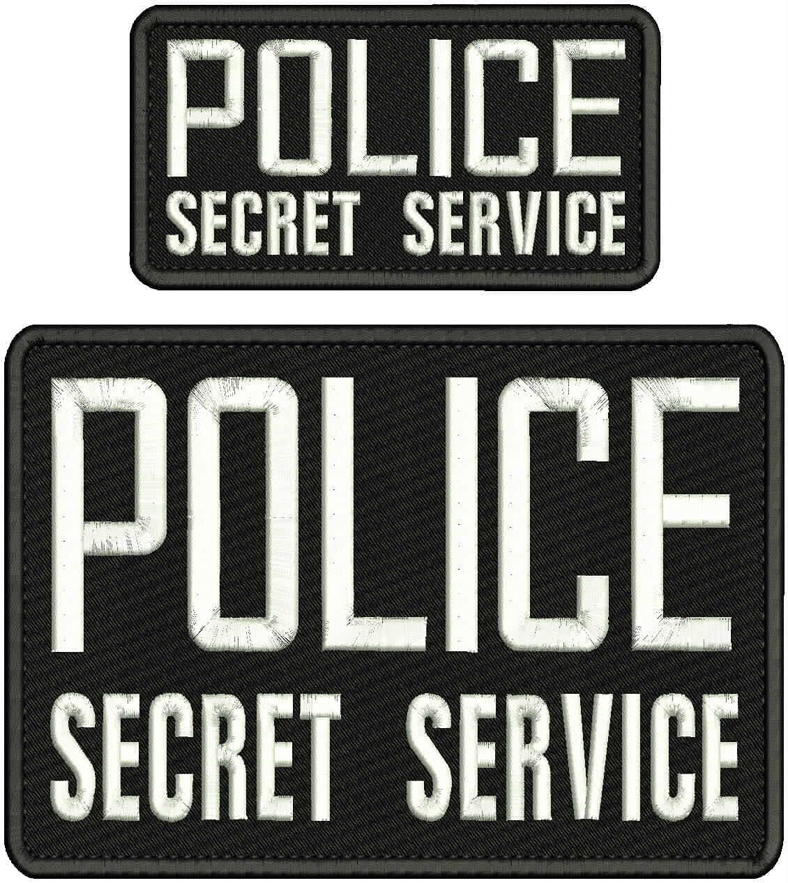 (Two) Police Secret Service Patches (4” x 8”) and (3”x6”) Hook and Loop - Zero One Outpost