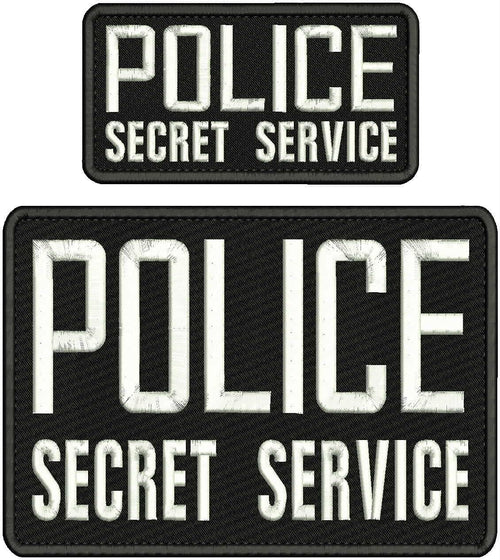(Two) Police Secret Service Patches (4” x 8”) and (3”x6”) Hook and Loop - Zero One Outpost