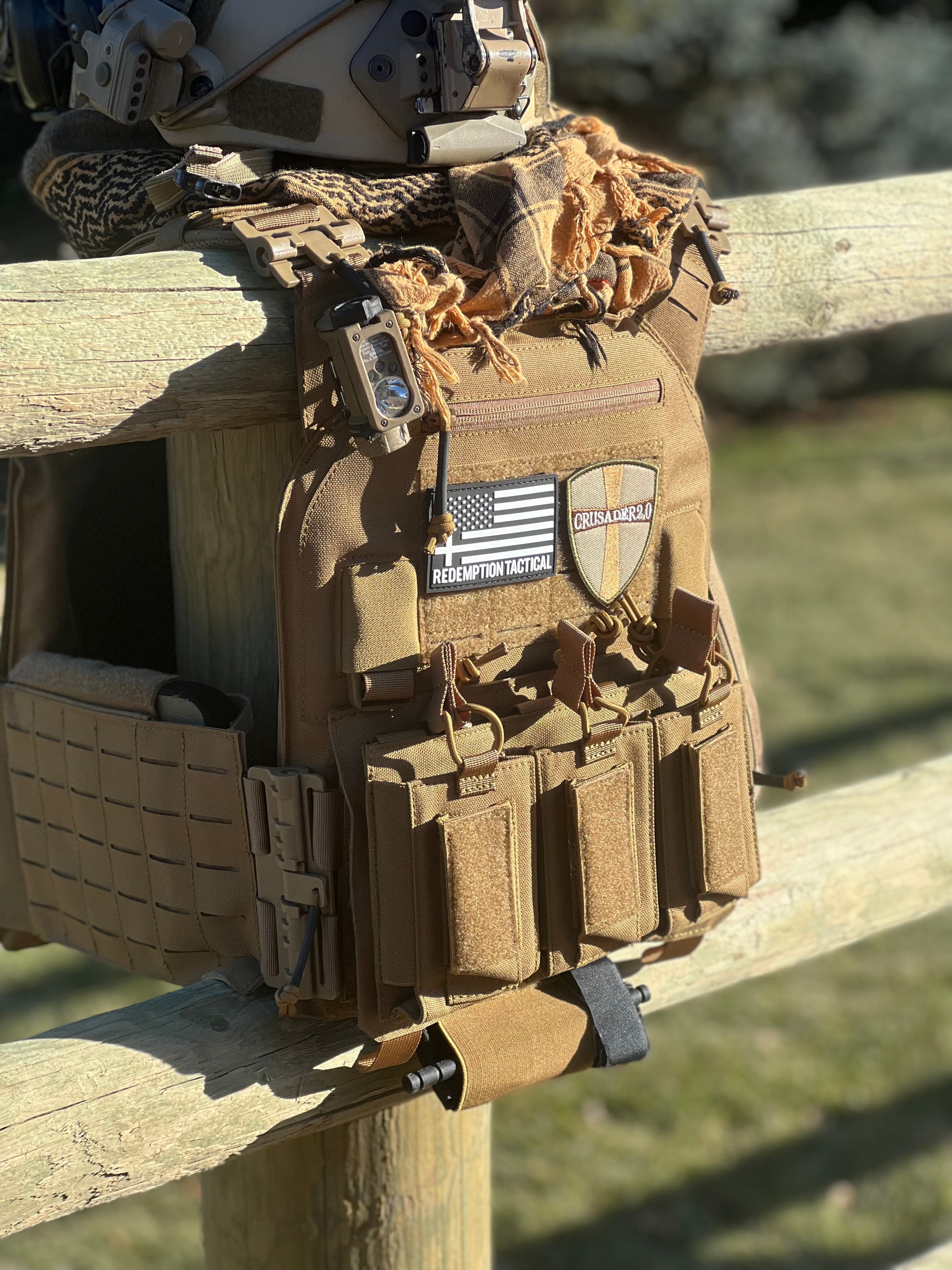 Redemption Tactical Crusader 2.0® l St. Michael FULL ARMOR KIT COMBO PACKAGE with Crusader 2.0 +IFAK Medical Kit + LEVEL IV (2) 10x12 Front/Back Plates (2) 6x6 Side Plates (Level IV Ceramic) - Zero One Outpost