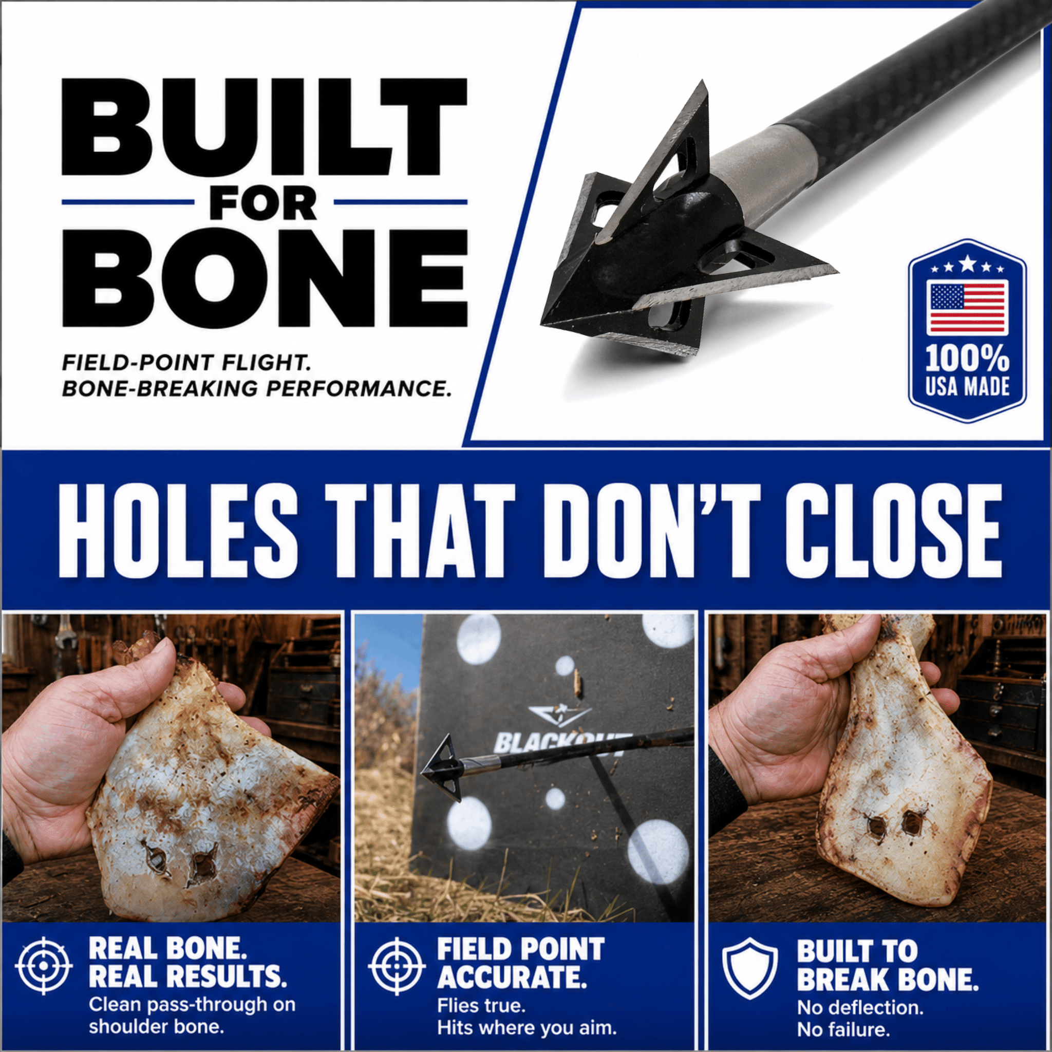 TOTA | 100 grain XL broadhead | 1 - 3/16 - inch vented | fixed blade - Zero One Outpost