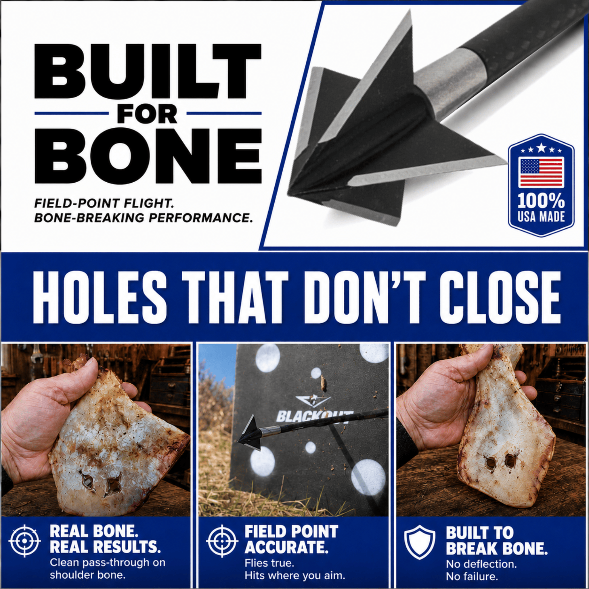 TOTA | 100 grain XL broadhead | 1 - 3/16 - inch solid | fixed blade - Zero One Outpost