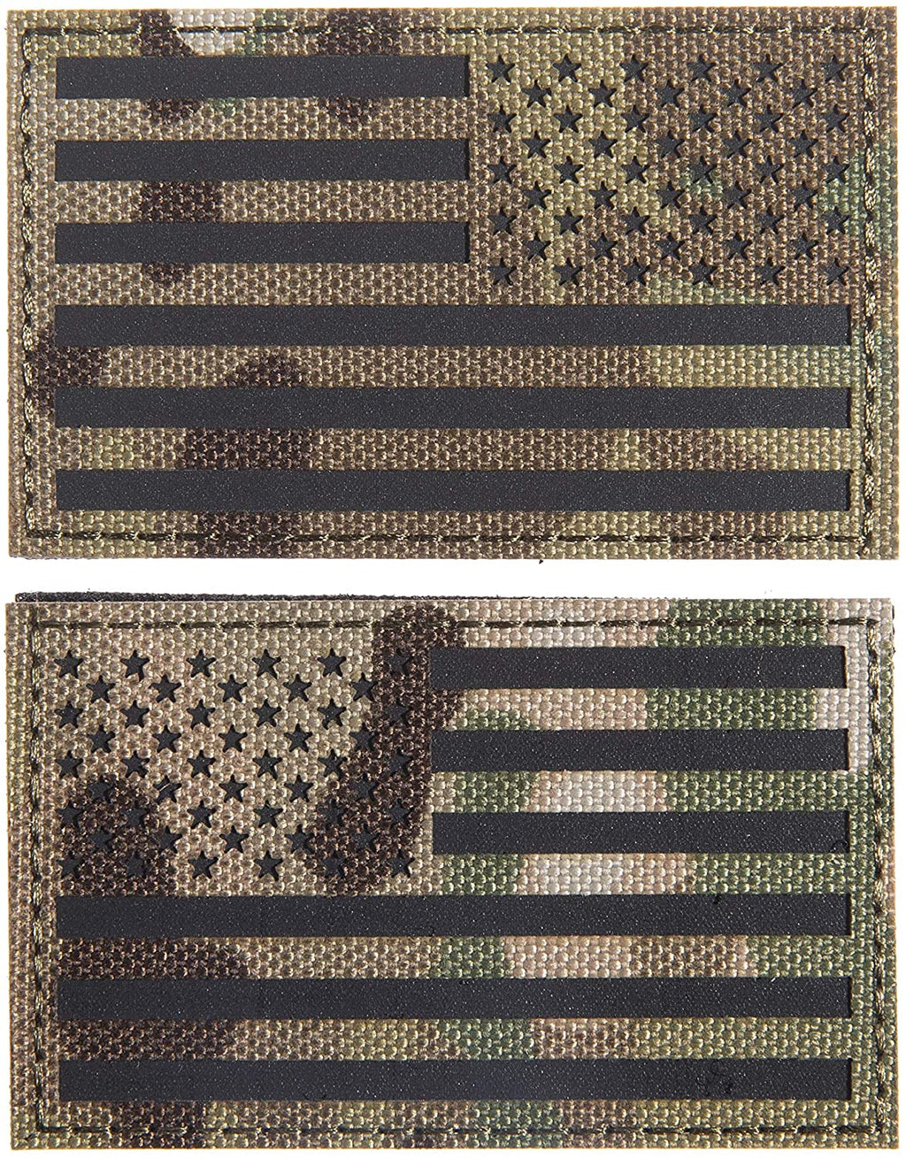 (PAIR of TWO) Reflective 3D US Flag Patch with Hook and Loop - Zero One Outpost