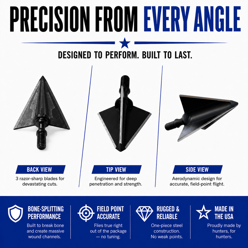 TOTA | 100 grain broadhead | 1 - 1/8 inch | fixed 3 - blade - Zero One Outpost