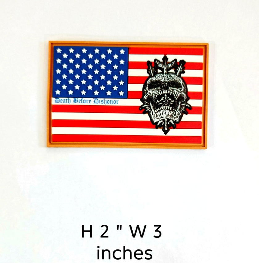 Death Before Dishonor PVC morale patch, American flag design, 2x3 inches - Zero One Outpost
