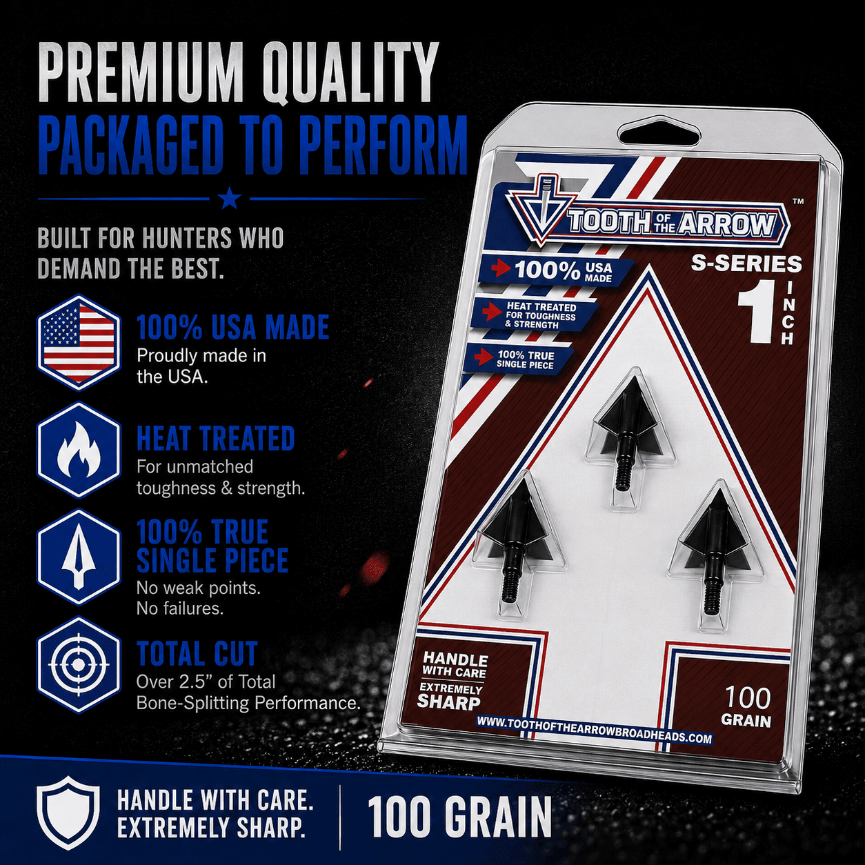 TOTA | 100 grain broadhead | 1 - inch solid | fixed blade - Zero One Outpost
