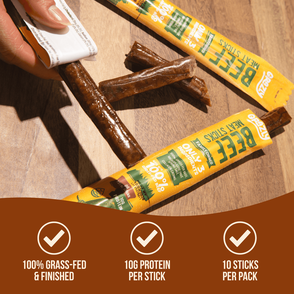 Plain Beef Meat Sticks - 100% Grass - Fed & Finished - Zero One Outpost