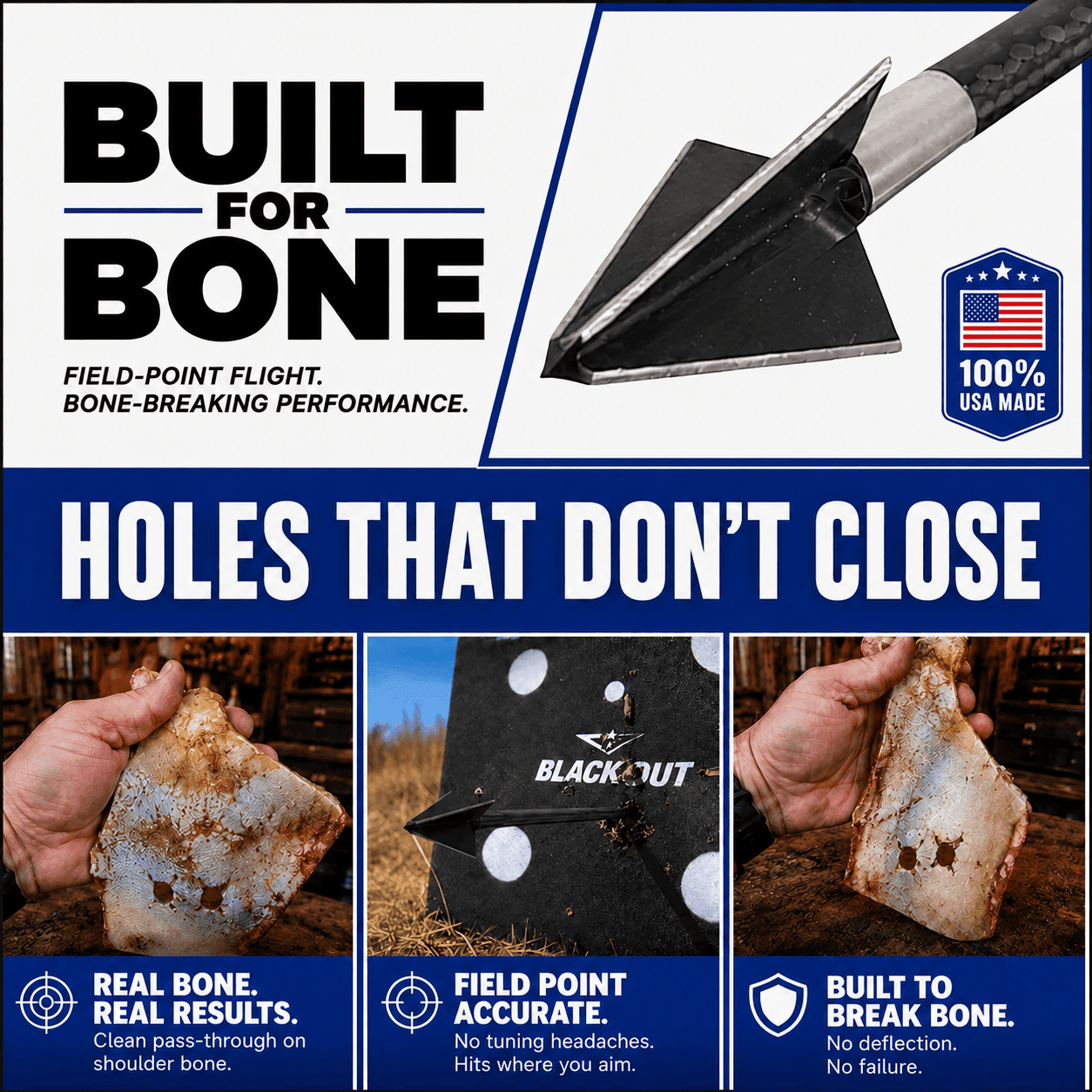 TOTA | 100 grain broadhead | 1 - 1/8 inch | fixed 3 - blade - Zero One Outpost